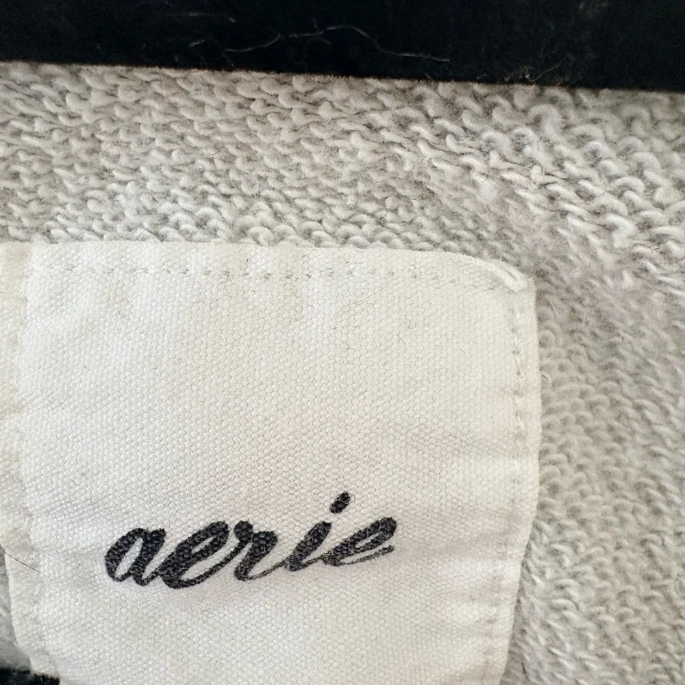Aerie Heather Gray Oversized Lace-Up Hoodie Size Small - Picture 5 of 5